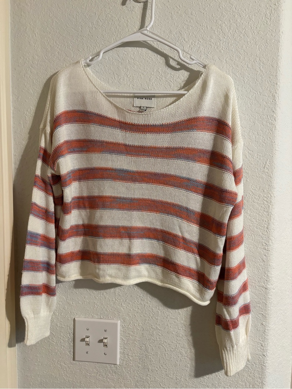 Pink Rose Cream Striped Multi-Color  Knit Sweater